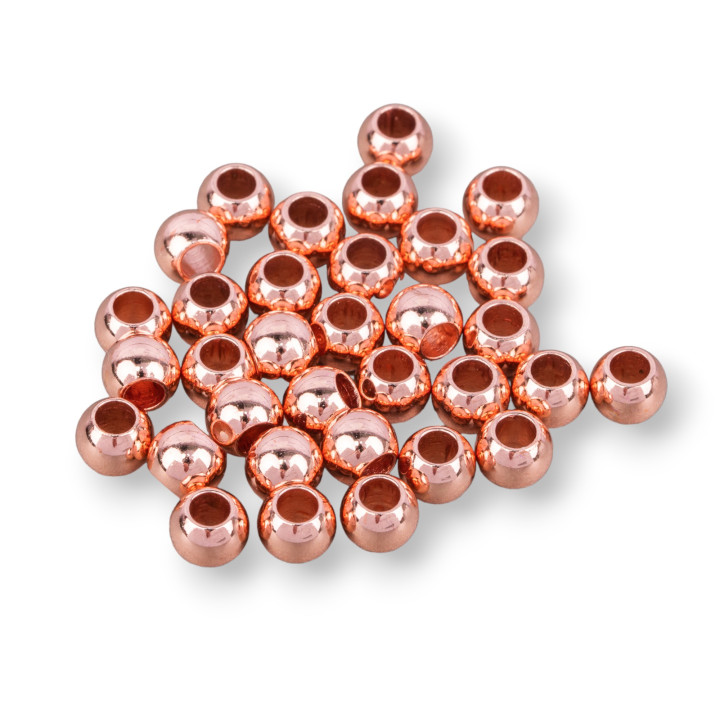 Distanziatore Palline Di Acciaio Pesante 4mm Foro 2mm 300pz Oro Rosa