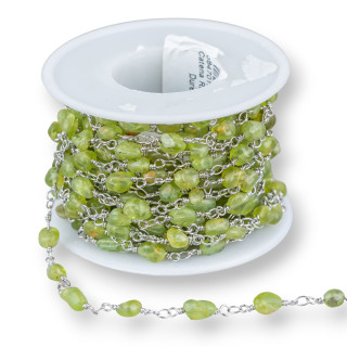 Rosario Cadena De Latón Con Piedras Duras Rocas Caídas 1mt Peridoto Rodio