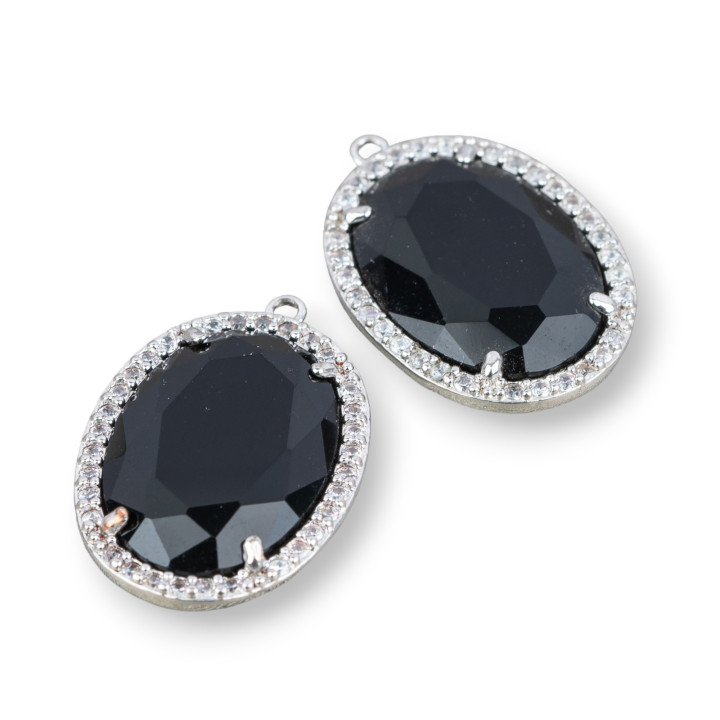 Connecteur Composant Laiton Avec Cristaux Et Zircons Intégrés 15x20mm 10pcs Noir Plaqué Rhodium