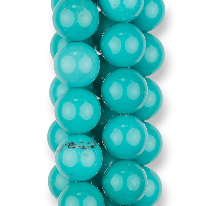 Turquoise Stabilisée Ronde Lisse 14mm Bleu Clair