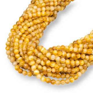 Occhio Di Tigre Giallo Dorato Tondo Liscio  4mm