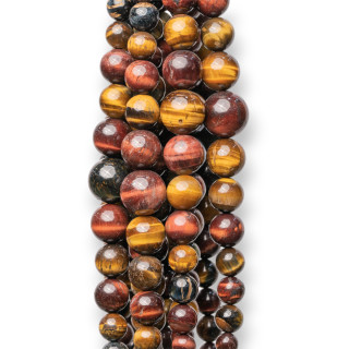 Glatte runde gelbe Tigerauge-Abstufung 6–16 mm gemischt gelb und rot