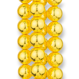 Hematite 18k Gold Round Smooth 10mm