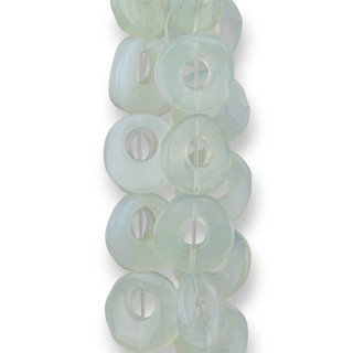 Giada (New Jade) Rond Plat Lisse Torsadé Percé 16mm