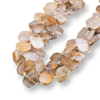 Quartz hématoïde jaune dendritique irrégulier facetté plat 20-15mm