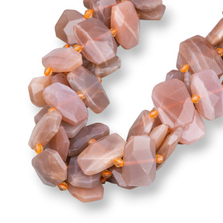 Pink Moonstone Irregular Flat Faceted 20-15mm