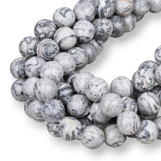 Agate Fossile Ronde Lisse 14mm