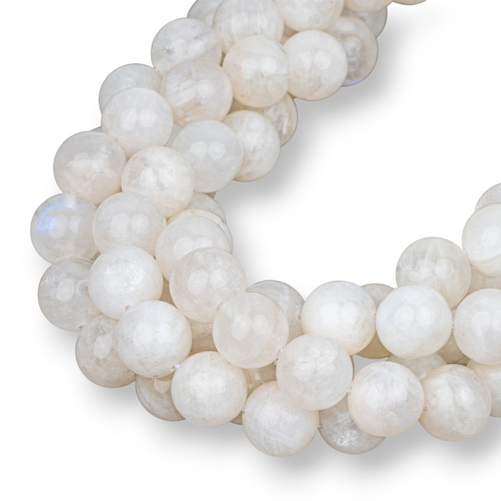 Pierre de Lune Blanche Ronde Lisse 10mm