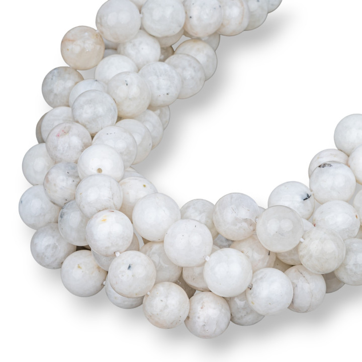 Pierre de Lune Blanche Ronde Lisse 10mm Blanc Brut