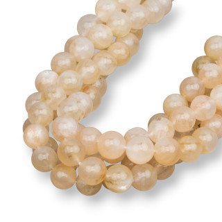 White Moonstone Round Smooth 10mm Warm Tone