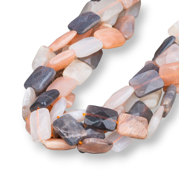 Mehrfarbiger Mondstein Facettiertes flaches Rechteck 10x14mm