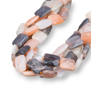 Mehrfarbiger Mondstein Facettiertes flaches Rechteck 12x16mm