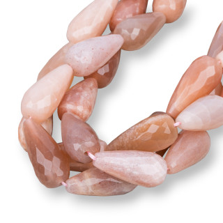 Pink Moonstone Drops Faceted Briolette 12x26mm
