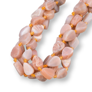 Pink Moonstone Satin Flat Drop (Matte) 10-15mm