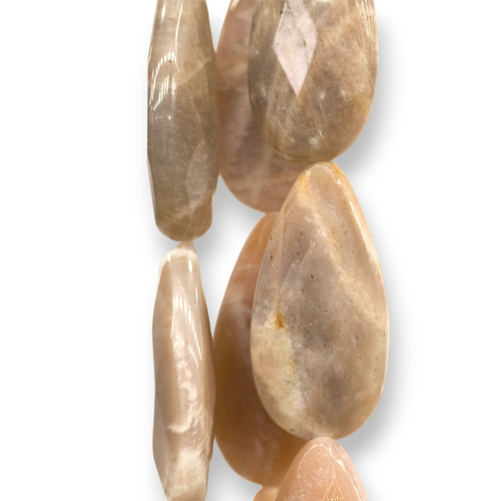 Ροζ Moonstone Flat Drop Faceted 20x40mm