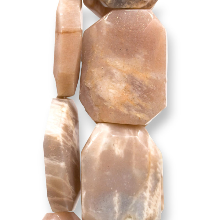 Flat Faceted Irregular Pink Moonstone 25x35mm