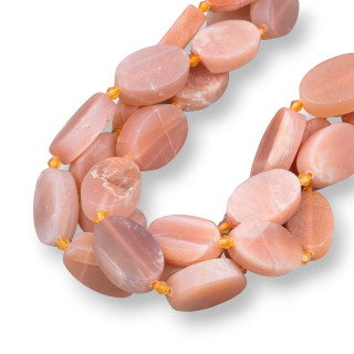 Pietra Di Luna Rosa Ovale Piatto Satinato (Matte) 16x24mm