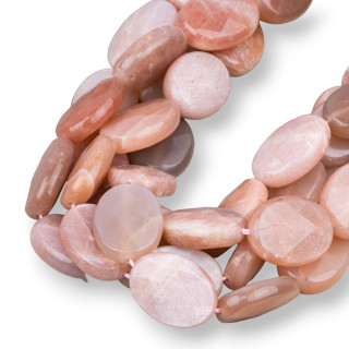 Rosa Mondstein, oval, flach, facettiert, 15 x 20 mm