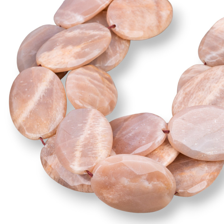 Piedra Luna Rosa Ovalada Plana Facetada 20x30mm