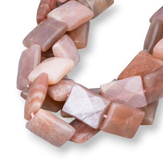 Pink Moonstone Faceted Flat Rectangle 15x20mm
