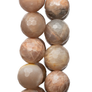 Pietra di Luna Rosa Perlina Tonda Sfaccettata 16mm Grezzo