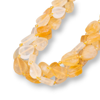 Citrine Quartz Satin Flat Drop (Matte) 10-18mm