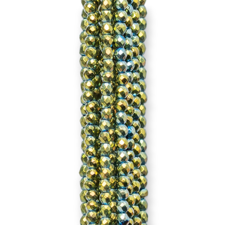 Faceted Hematite 02mm Green Gold
