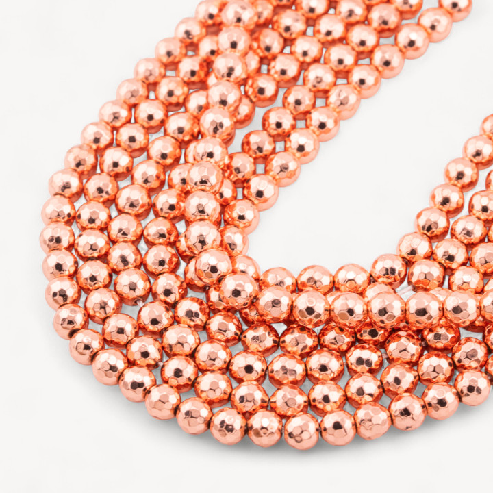 Faceted Hematite 06mm Rose Gold