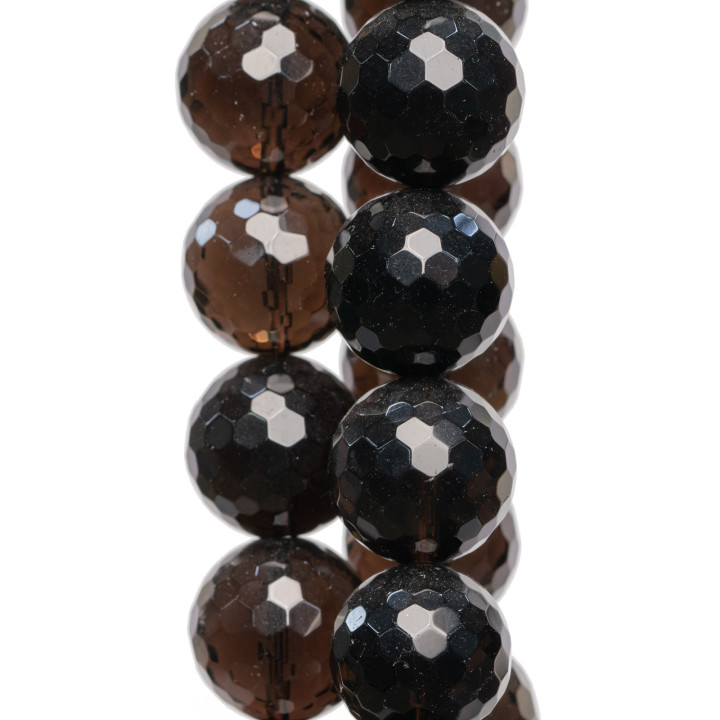 18mm Dark Faceted Smoky Quartz