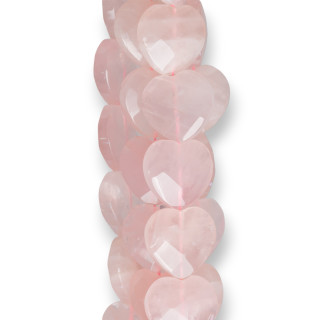 Rose Quartz Heart Flat Faceted 20mm