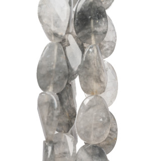 Quartz Gris Ovale Plat Ondulé Twist Facette 18x25mm