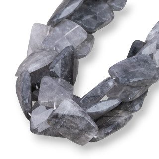 Cuarzo Gris Rectángulo Plano Torsión Facetado 18x25mm