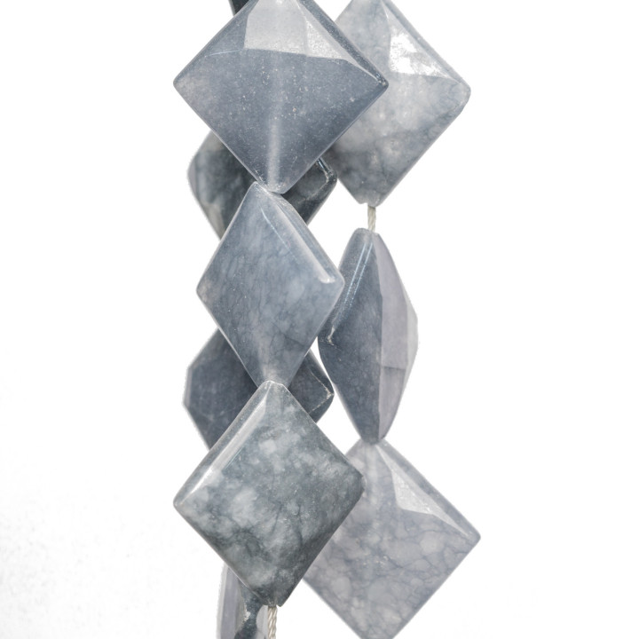 Quartz Gris Foncé Losange Plat Facette 25mm