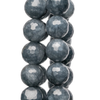 14 mm facettierter dunkelgrauer Quarz