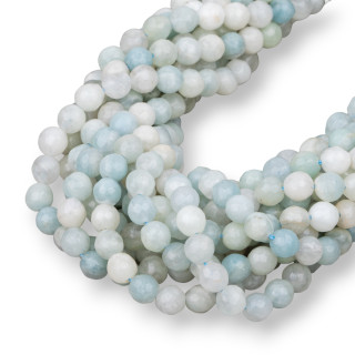 Acquamarina Grezza Milk Perlina Tonda Sfaccettata 6mm