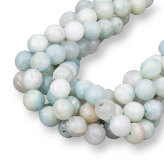 Acquamarina Grezza Milk Perlina Tonda Sfaccettata 12mm