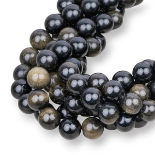 Obsidienne Dorée Lisse Ronde 10mm