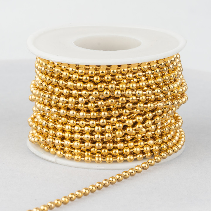 Kugelkette aus 316L-Stahl, 4,0 mm, 7 Meter, vergoldet