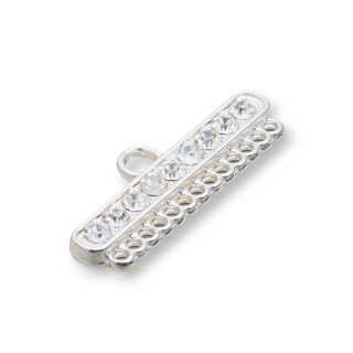 Barrette Finale Di Ottone A 13 File Con Strass 22pz Argentato