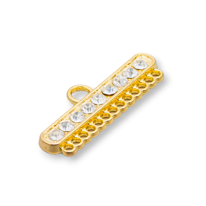 13 Row Brass End Bars With Rhinestones 22pcs Golden