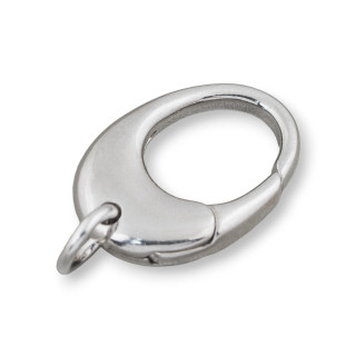 Chiusura Di Argento 925 Gancio A Molla Ovale 19x28mm Con Anellino Rodiato 1pz Rodiato
