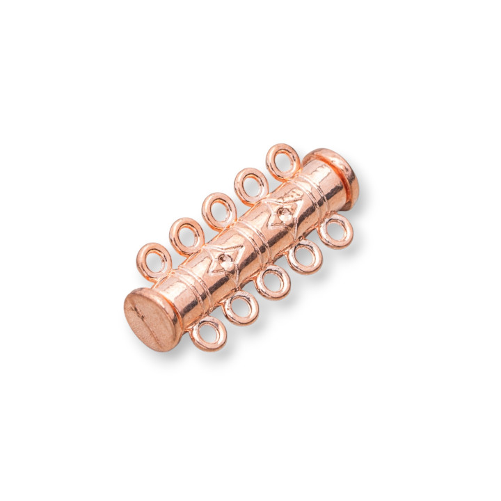 Fancy Brass Bayonet Clasp 5 Strands 18pcs - Rose Gold