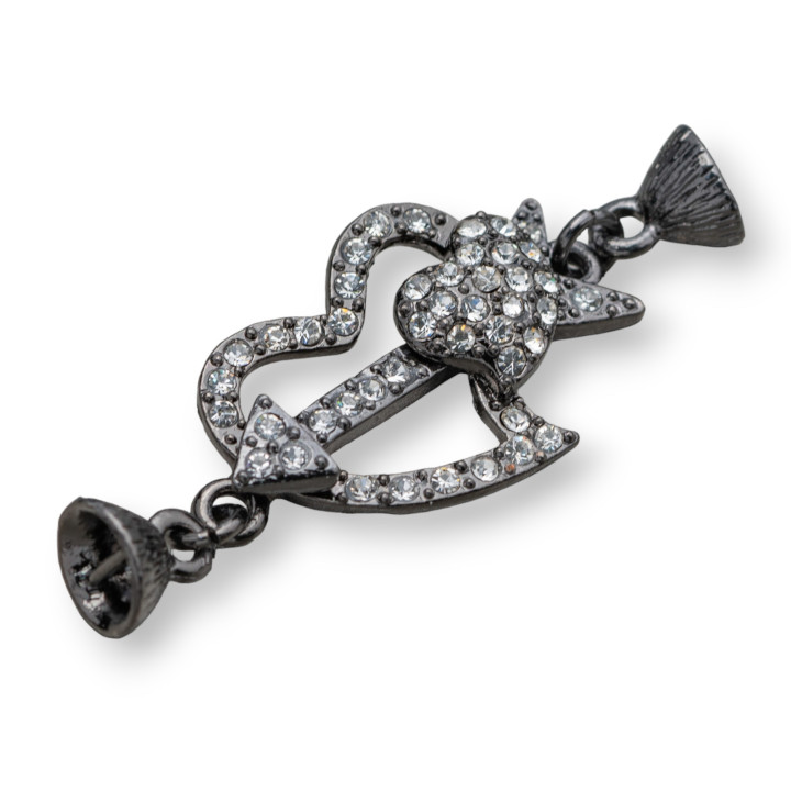 Fermoir Magnétique En Laiton Avec Strass Coeur Bruni 60x23mm