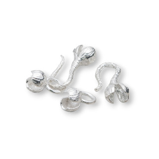 Chiusura Di Ottone A Gancio Con Coppette 5mm 35pz Argentato
