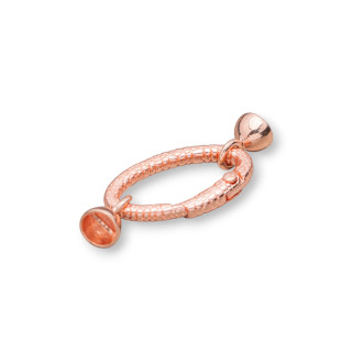 Brass Snap Clasp Oval Hook SnakeSkin 16x30mm With 8-10mm Cups 14pcs Rose Gold