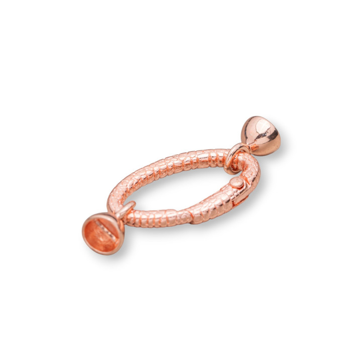 Mousqueton Laiton Ovale SnakeSkin 16x30mm Avec Cuvettes 8-10mm 14pcs Or Rose