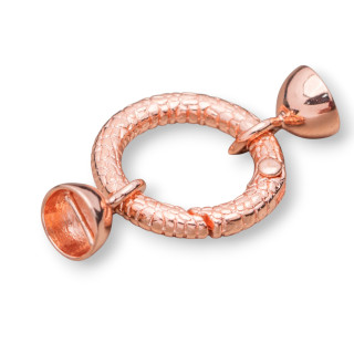 Brass Snap Clasp Round Hook SnakeSkin 25mm With 10mm Cups 12pcs Rose Gold
