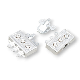 Fermeture Cassette Laiton Avec Strass 3 Fils 20x30mm 15pcs