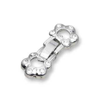 Chiusura Di Ottone Con Strass Fantasia 4 14x30mm 10pz Rodiato