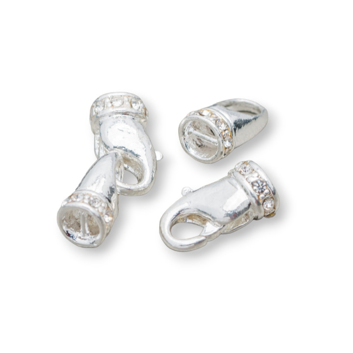 Cierre De Latón Con Strass 09x25mm 14 Pares Plata